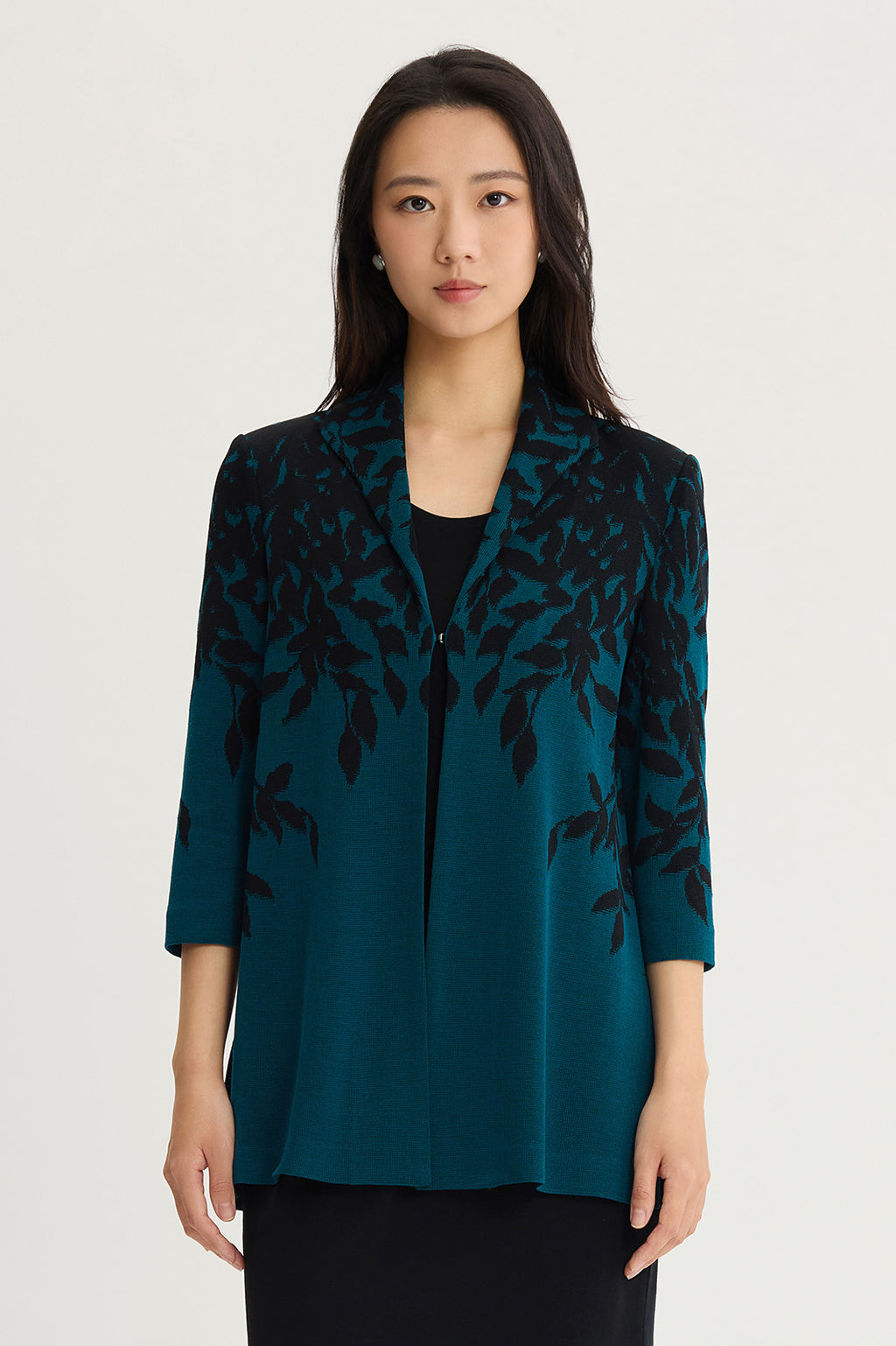 Floral Cascade Flat Knit Jacket | Ming Wang