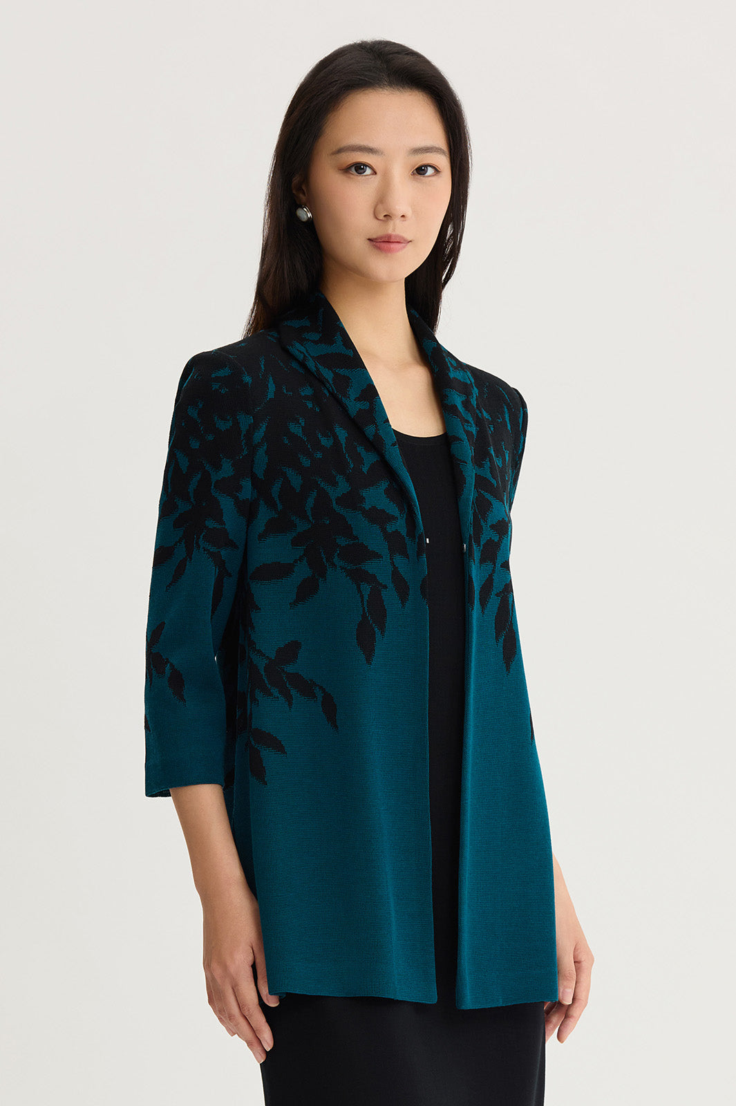 Floral Cascade Flat Knit Jacket | Ming Wang