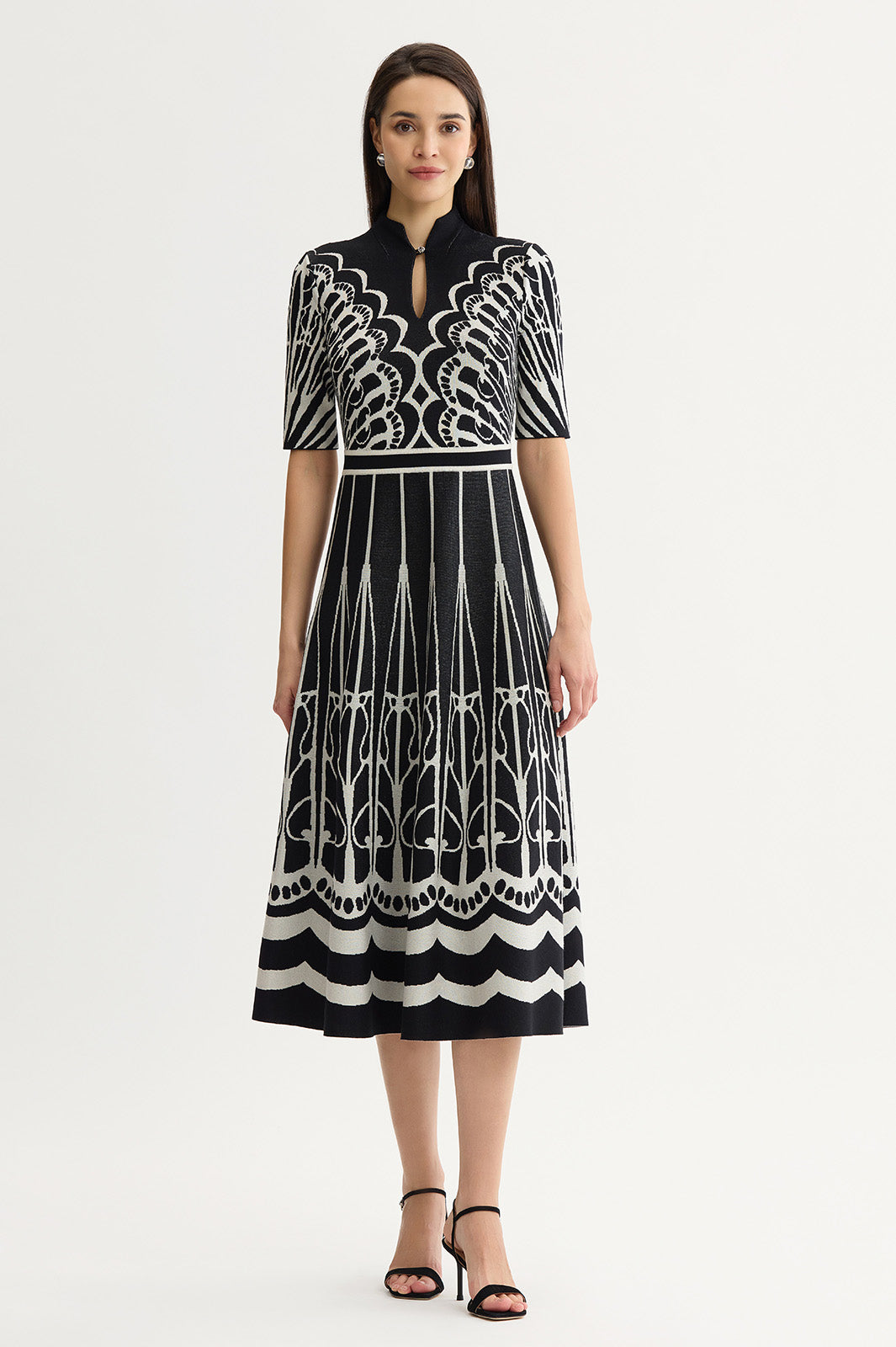 Petite Fit-N-Flare Feminine Soft Knit Maxi Dress