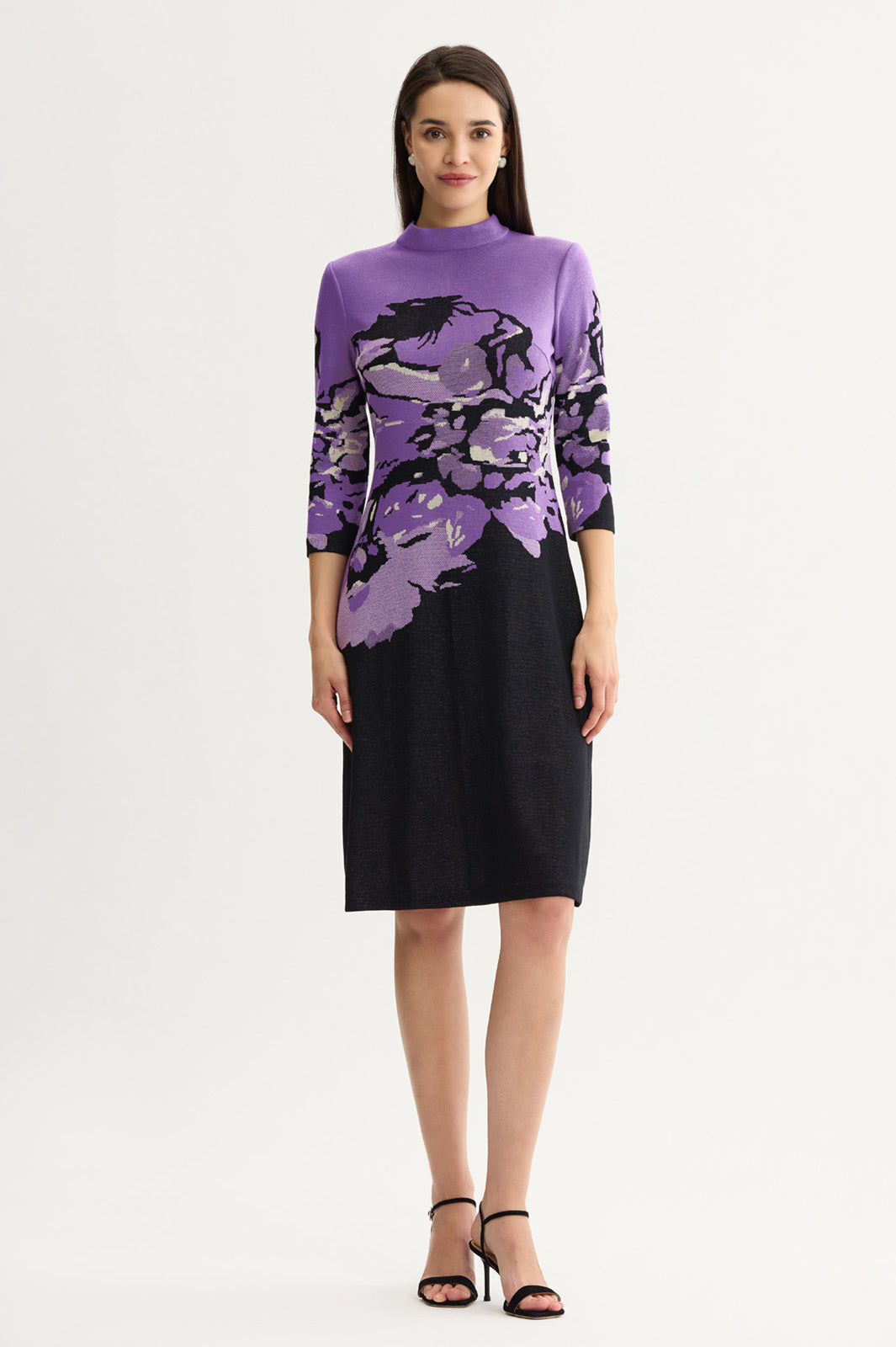 A-Line Abstract Jacquard Soft Knit Dress | Ming Wang