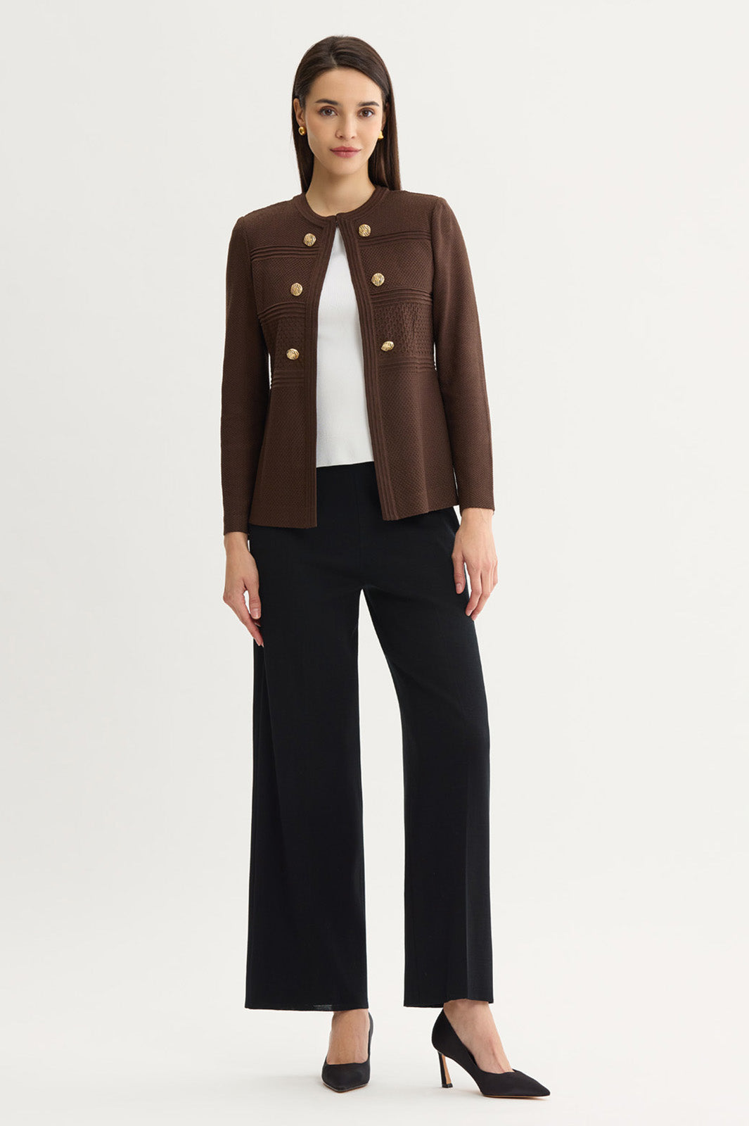 Pointelle Tonal Knit Jacket | Ming Wang