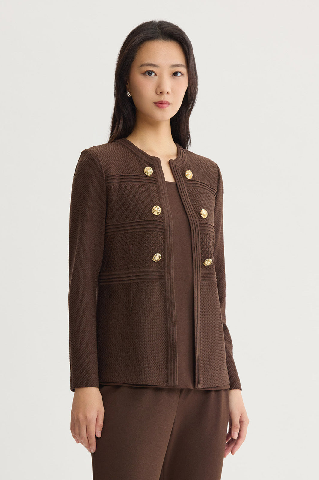 Pointelle Tonal Knit Jacket | Ming Wang
