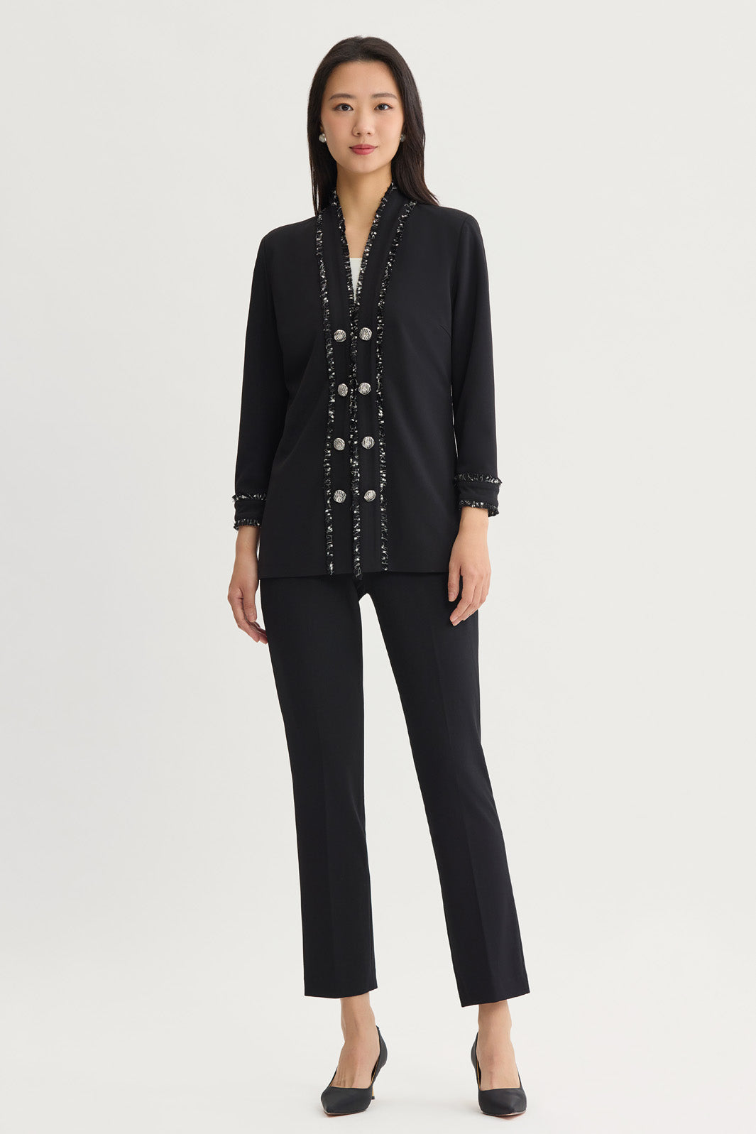 hallelujah ハレルヤ ポケット スカート dyeing stone Plus Size Stretch Deco Crepe Eyelash Jacket | Ming Wang