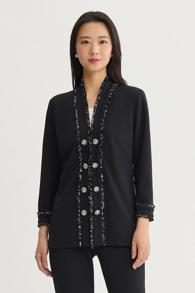 Plus Size Stretch Deco Crepe Eyelash Jacket | Ming Wang