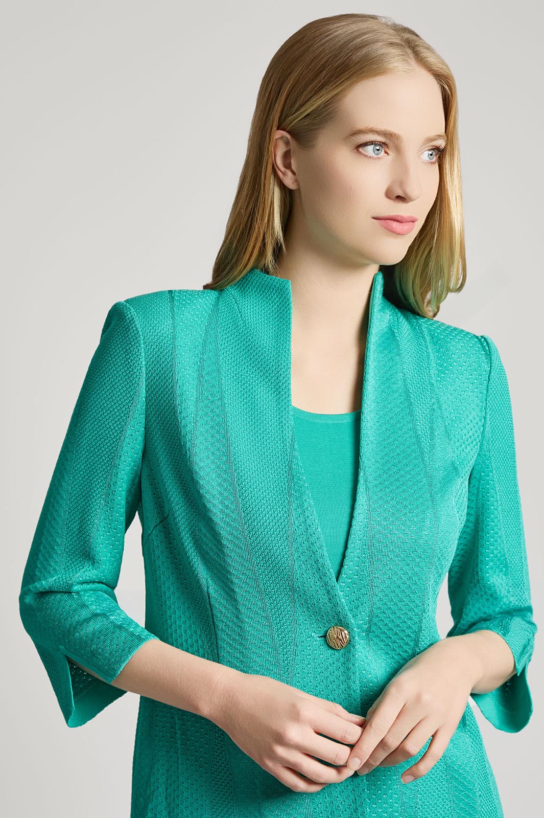 Tailored Fit Multi-Stitch Single Button Jacket | Ming Wang