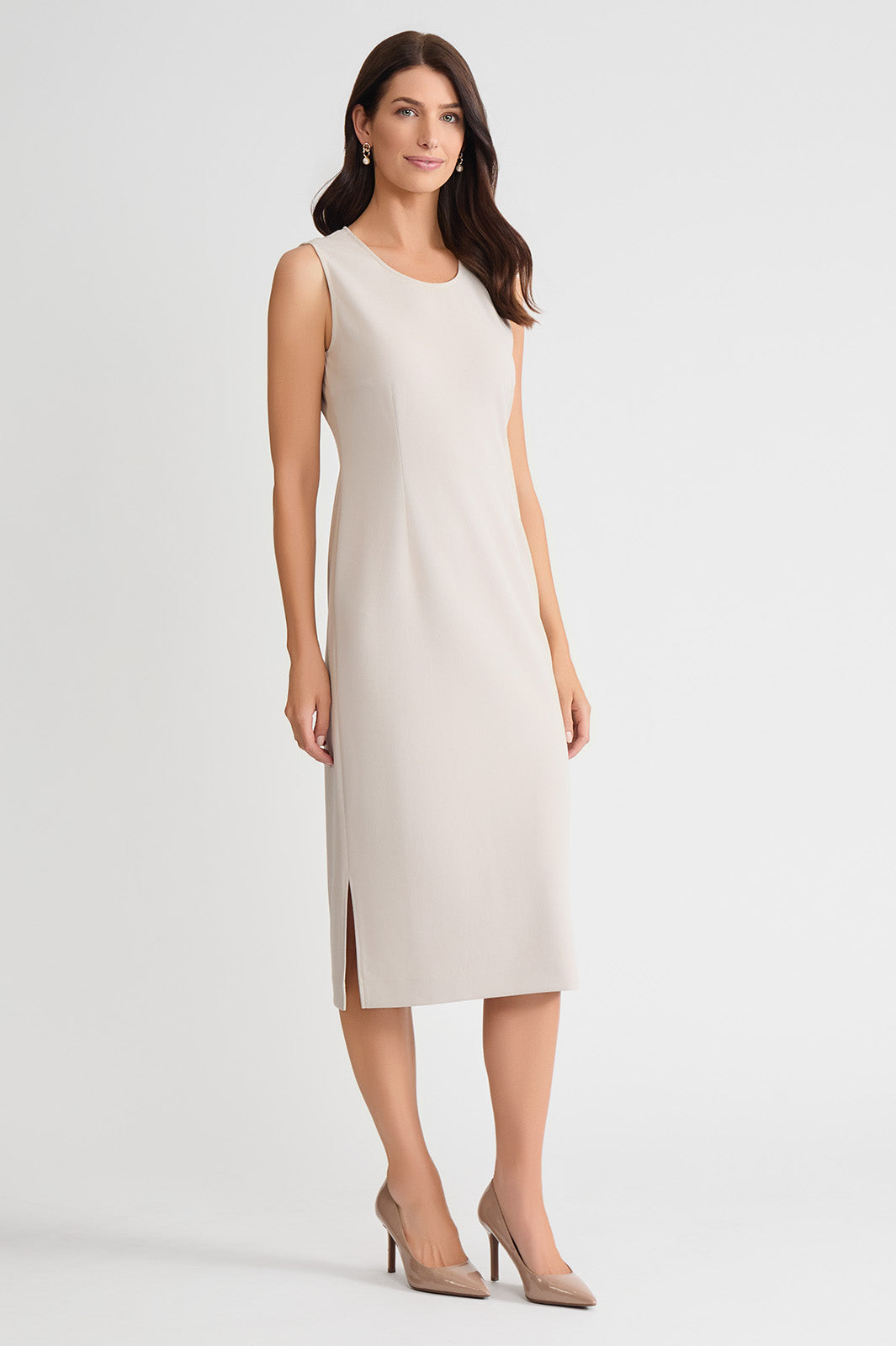 Plus Size Stretch Deco Crepe Sheath Midi Dress, Limestone Plus Size Stretch Deco Crepe Sheath Midi Dress, Limestone