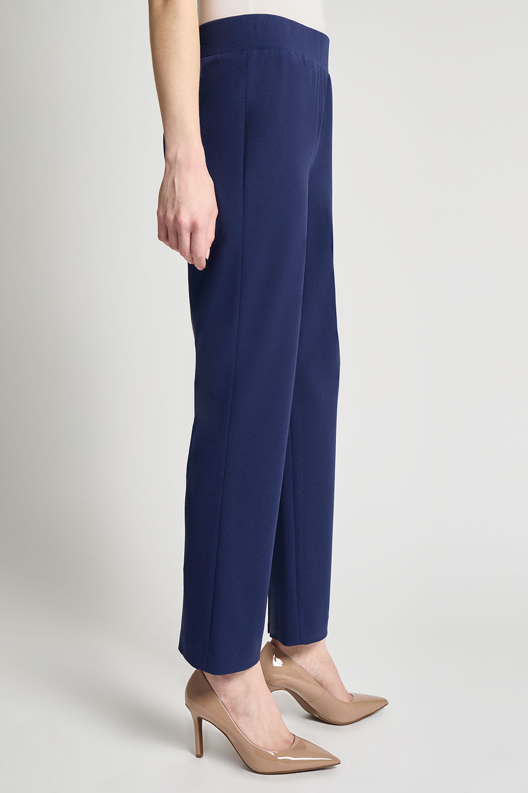 Stretch Deco Crepe Straight-Leg Ankle Pants, Regatta | Ming Wang
