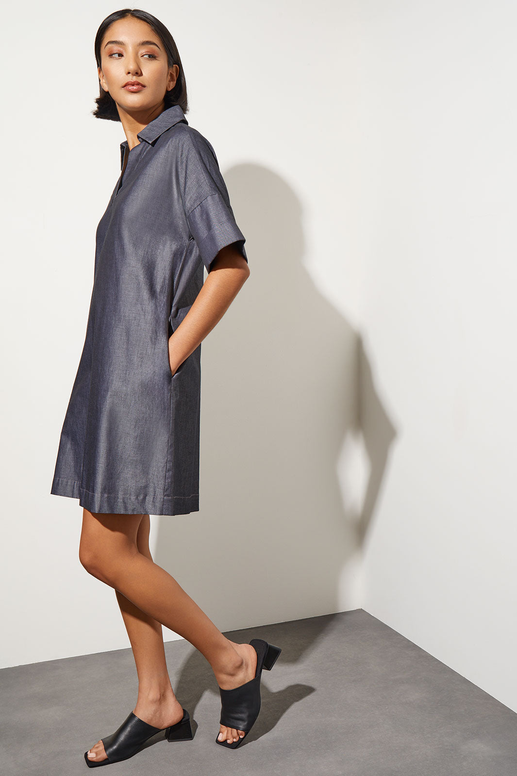 Chambray a line dress best sale