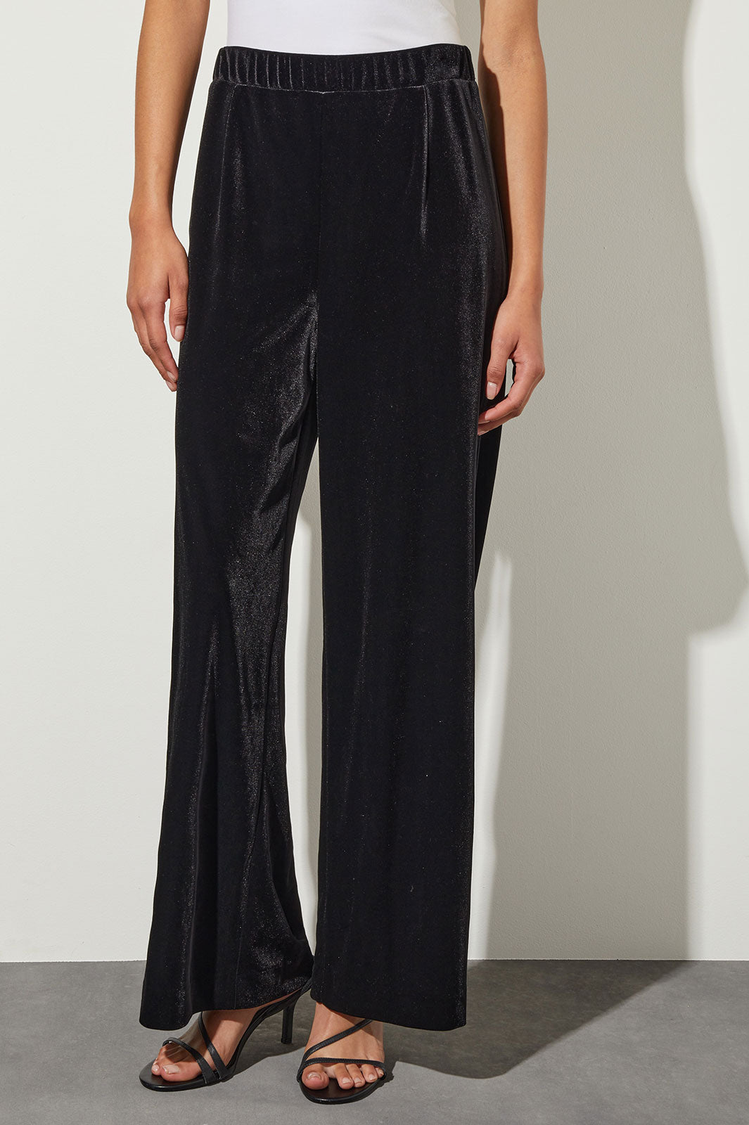【DEARMINE】Maxi belt wide slacks Velvet Wide-Leg Pants
