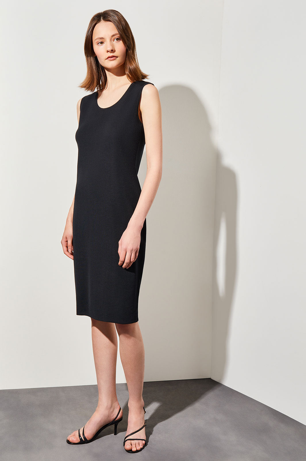 sleeveless black dress Plus Size Sleeveless Sheath Knit Dress, Black