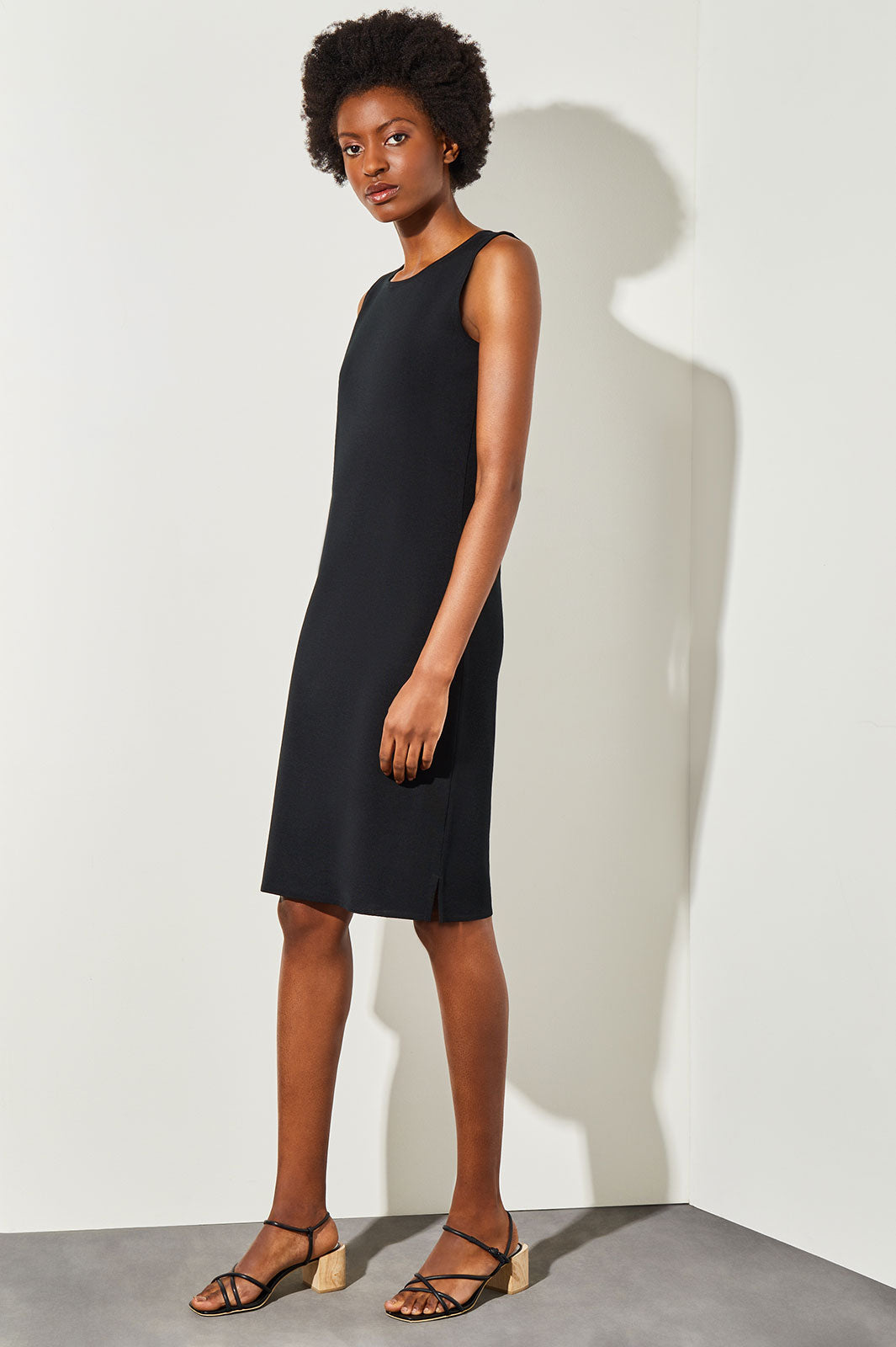 Plus Size Crew Neck Knit Tank Dress, Black Plus Size Crew Neck Knit Tank Dress, Black