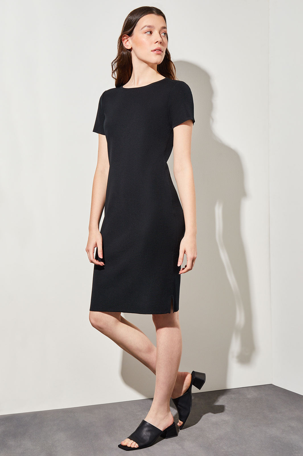 Short Sleeve Knit Dress, Black | Ming Wang Short Sleeve Knit Dress, Black | Ming Wang