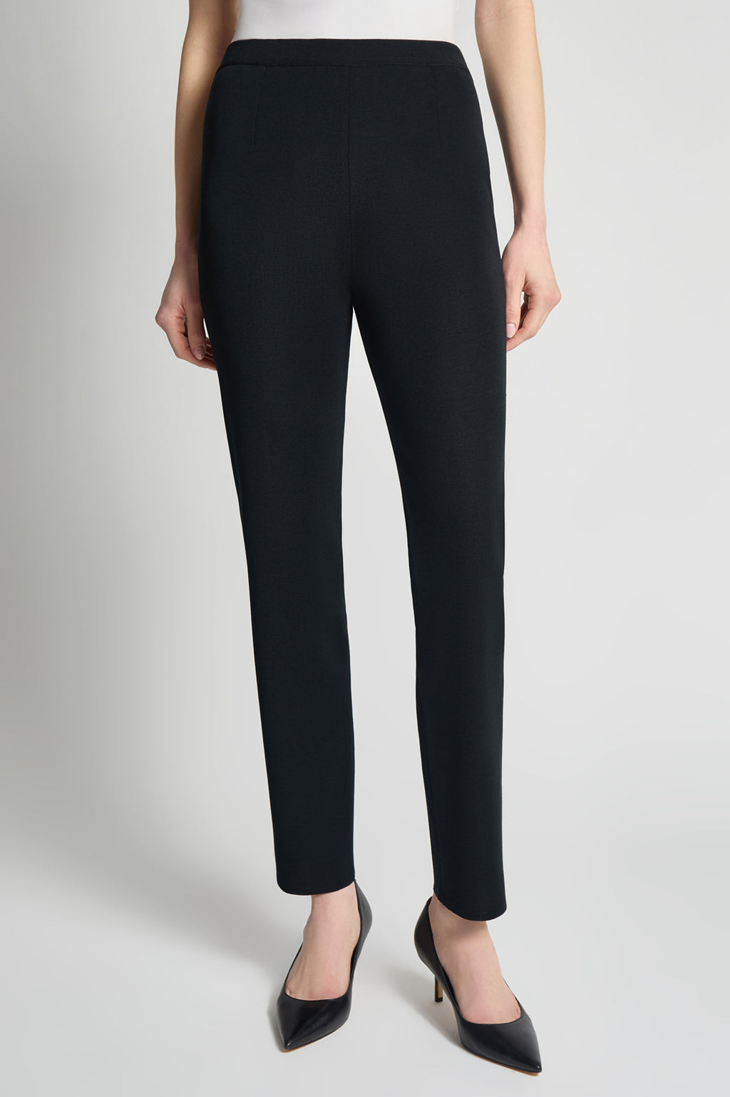 ★AMES-WORLDWIDE★KNIT LEGGINGS PANTS BLACK★正規品/直送料込 Plus Size Knit Straight-Leg Pants