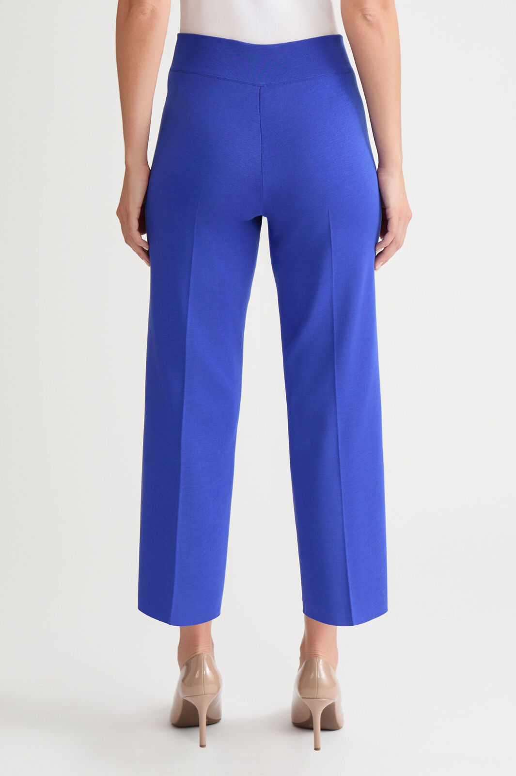 Knit Classic Cut Ankle Pants, Sapphire Sea | Ming Wang