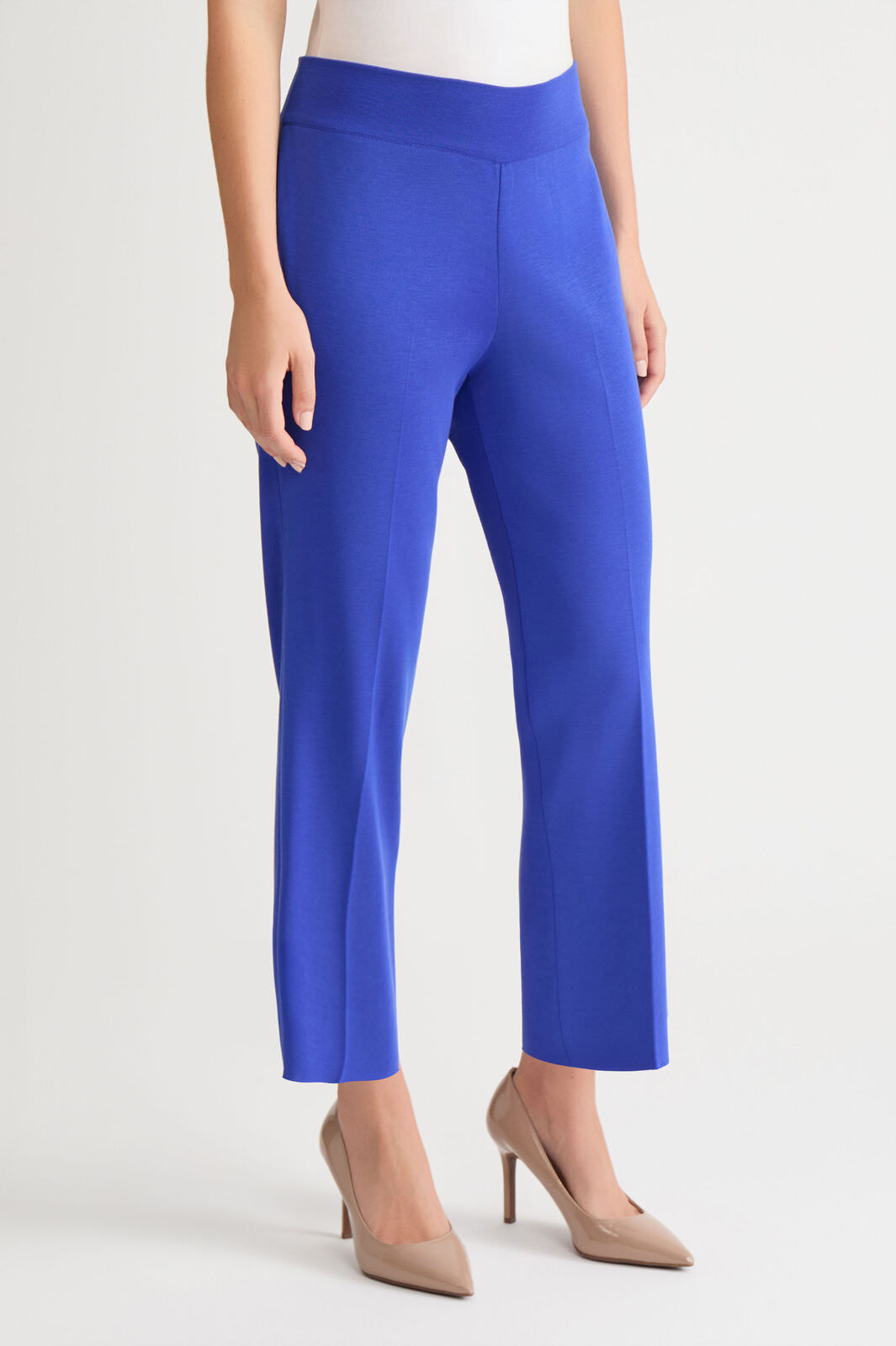 Knit Classic Cut Ankle Pants, Sapphire Sea | Ming Wang