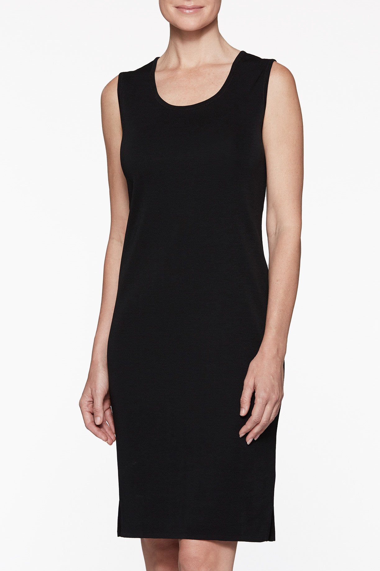 Plus Size Sleeveless Sheath Knit Dress, Black