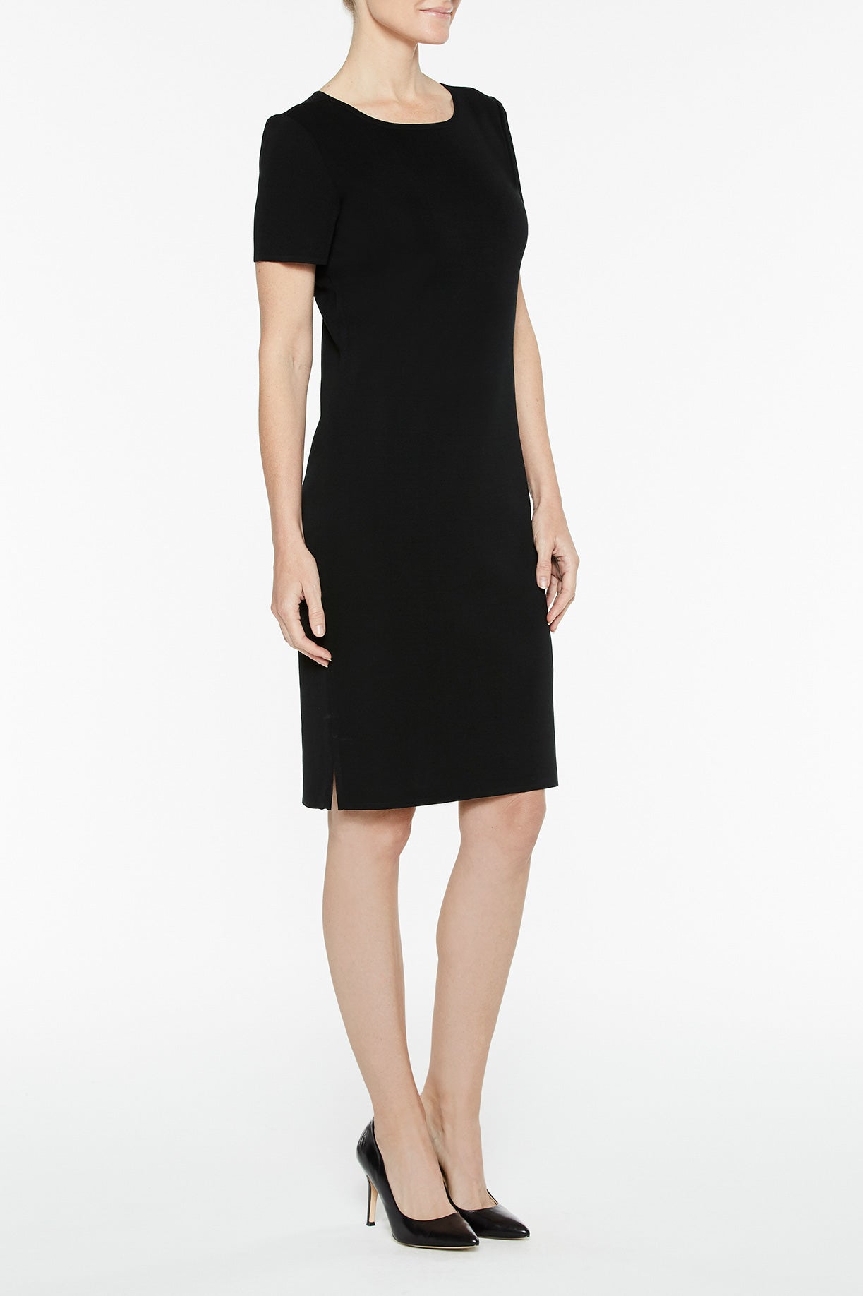 Short Sleeve Knit Dress, Black | Ming Wang Short Sleeve Knit Dress, Black | Ming Wang