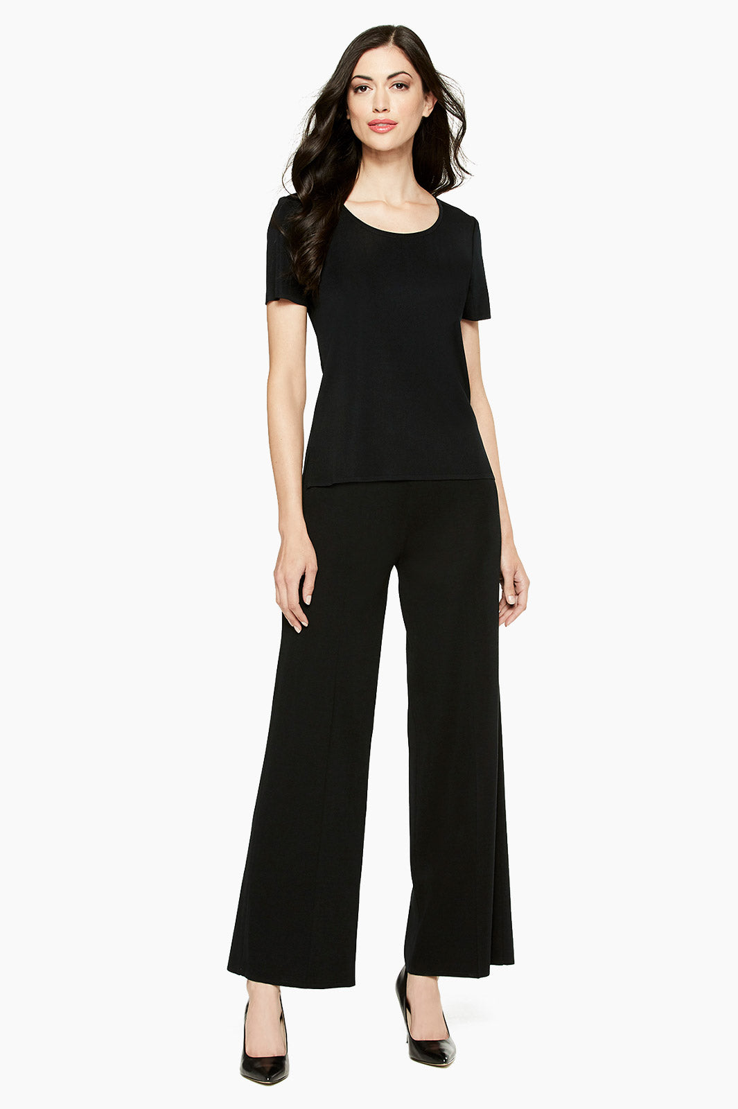 Plus Size Knit Wide-Leg Pants Ming Wang - Main Image